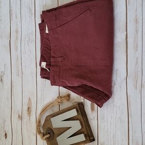 Goodthreads maroon stretch canvas Slim fit Flat front pants with 34.5" inseam